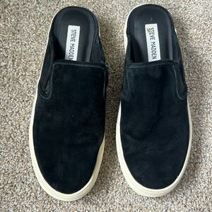 Steve Madden Glenda Slip On Black Leather Shoe Size 8M